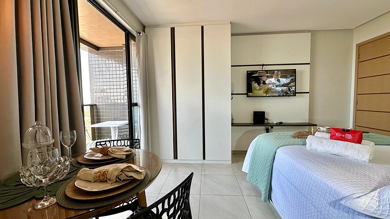 (1406) Studio Elegante com Vista Mar