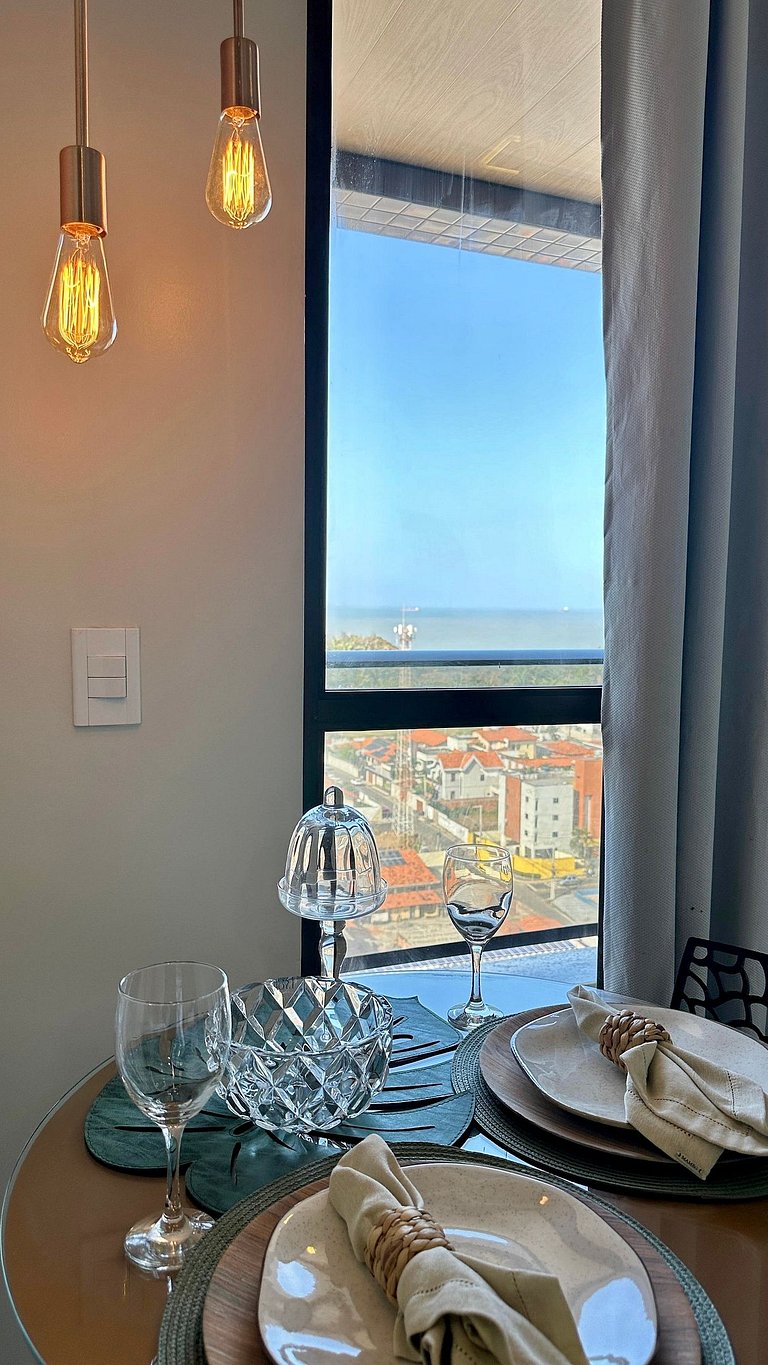 (1406) Studio Elegante com Vista Mar