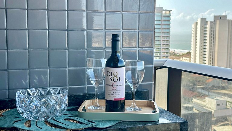 (1406) Studio Elegante com Vista Mar